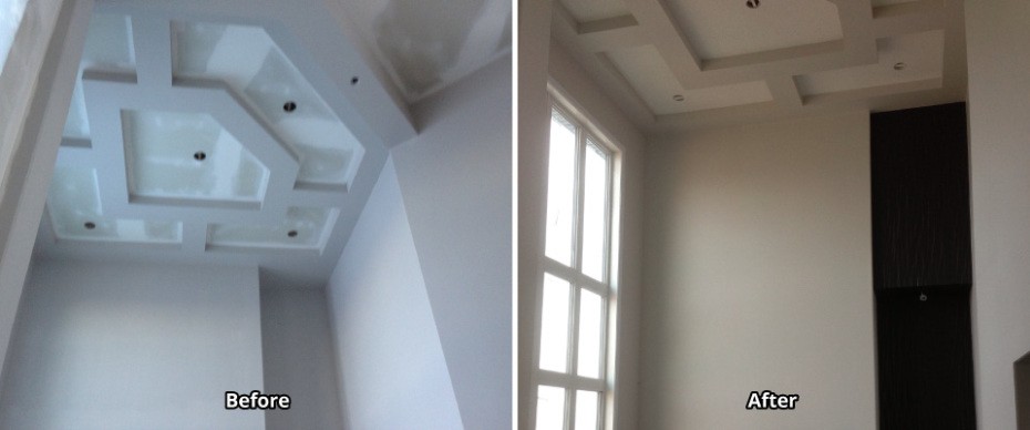 Before and after ceiling renovation